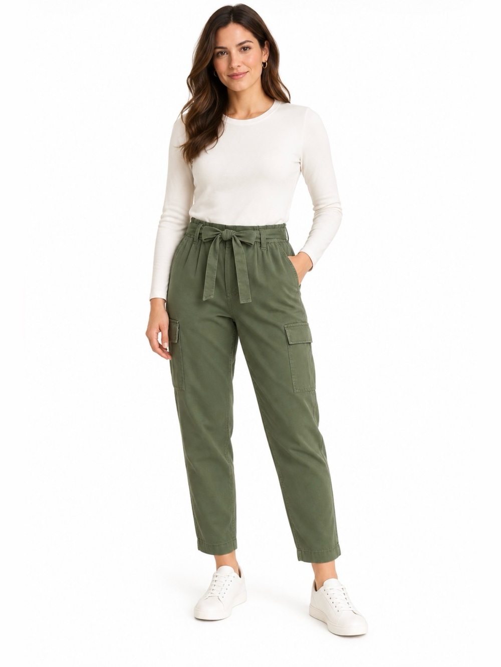 Nine West, Light Olive Green Jogger Cargo Pants, Size L
